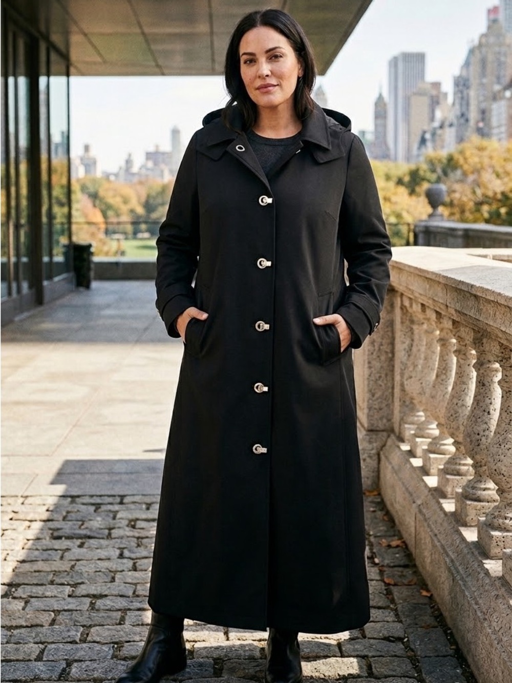 Michael Kors Black Long Sleeve “Chrome Latch Closure” Dress Trench Coat EUC! XL
